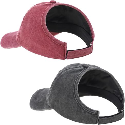 Women's Backless Baseball Caps for Curly Hair, Satin Lined, 2 Pack in Saudi Arabia