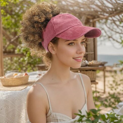 Women's Backless Baseball Caps for Curly Hair, Satin Lined, 2 Pack in Saudi Arabia