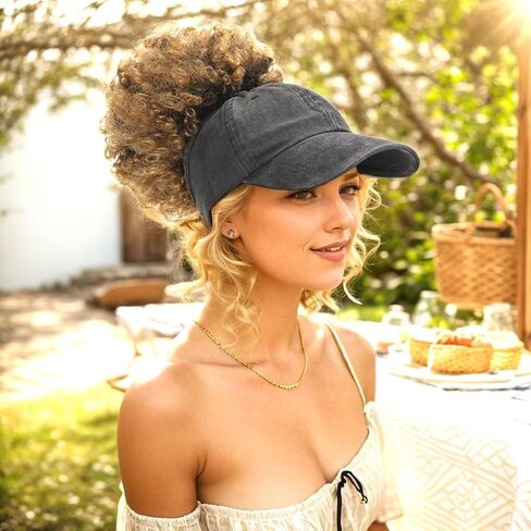 Women's Backless Baseball Caps for Curly Hair, Satin Lined, 2 Pack in Saudi Arabia