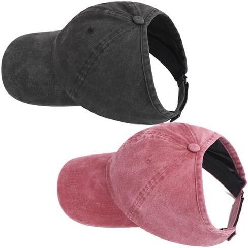 Women's Backless Baseball Caps for Curly Hair, Satin Lined, 2 Pack in Saudi Arabia