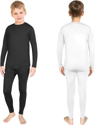 Silkfly 5 Set Boys Thermal Underwear Soft Fleece Lined Long Johns Kids Base Layer Top Bottom Warm Set for Winter Skiing in Saudi Arabia
