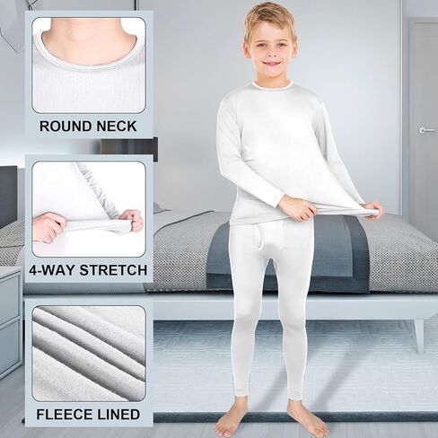 Silkfly 5 Set Boys Thermal Underwear Soft Fleece Lined Long Johns Kids Base Layer Top Bottom Warm Set for Winter Skiing in Saudi Arabia