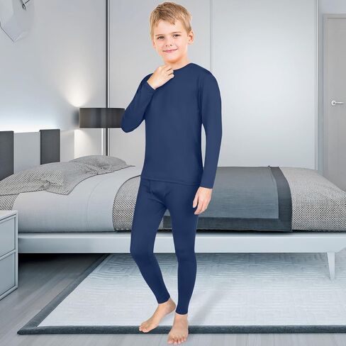 Silkfly 5 Set Boys Thermal Underwear Soft Fleece Lined Long Johns Kids Base Layer Top Bottom Warm Set for Winter Skiing in Saudi Arabia