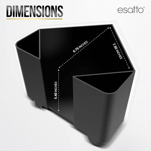 Esatto Bar Products علبة قضيب بلاستيكية مثلثة مع مقصورات متعددة الوظائف، أداة شريط احترافية تستخدم لتنظيم عناصر البار ومساحة العمل بسهولة، أسود، مع 12 أداة سكب بلاستيكية سوداء متضمنة in Saudi Arabia