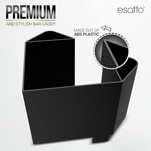 Esatto Bar Products علبة قضيب بلاستيكية مثلثة مع مقصورات متعددة الوظائف، أداة شريط احترافية تستخدم لتنظيم عناصر البار ومساحة العمل بسهولة، أسود، مع 12 أداة سكب بلاستيكية سوداء متضمنة in Saudi Arabia