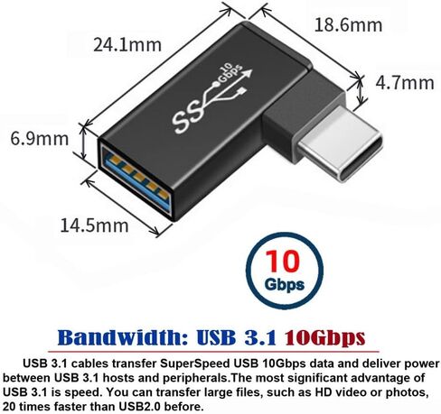 Xiwai 180 درجة لأعلى ولأسفل بزاوية Type-C USB-C OTG إلى USB 3.0 أنثى تمديد محول للهاتف الخليوي والكمبيوتر اللوحي in Saudi Arabia