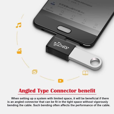 Xiwai 180 درجة لأعلى ولأسفل بزاوية Type-C USB-C OTG إلى USB 3.0 أنثى تمديد محول للهاتف الخليوي والكمبيوتر اللوحي in Saudi Arabia