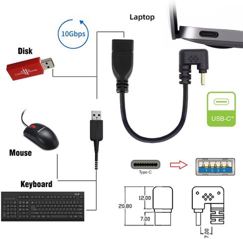 xiwai 180 Degree Up & Down Angled Type-C USB-C OTG to USB 3.0 Female Extension Adapter for Cell Phone & Tablet in Saudi Arabia