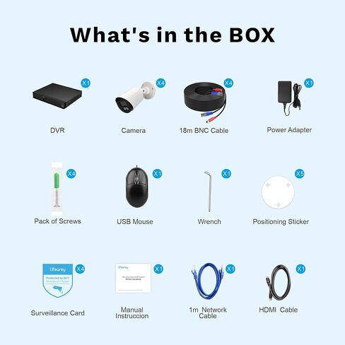 نظام كاميرا أمان PoE 5MP، 8MP/4K 8CH NVR و4 كاميرات مراقبة خارجية سلكية 5MP، مجموعات NVR للمراقبة المنزلية مع محرك أقراص ثابتة سعة 2 تيرابايت، رؤية ليلية ملونة، وصول عن بعد in Kuwait