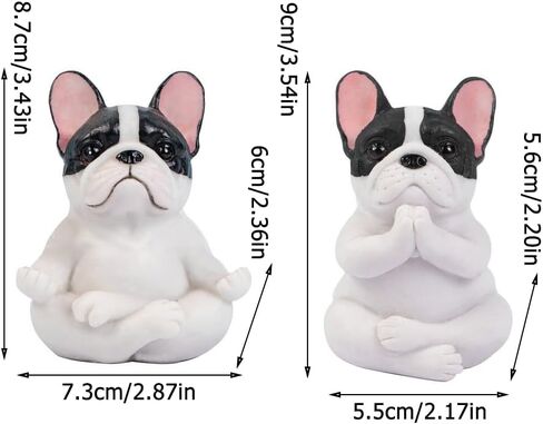 Rayberro 2 Pack Yoga Pug Sculptures Meditation Pug Figurines Fairy Garden Decor Meditating Pug Statues Zen Yoga Pug Crafts Collectible Desktop Ornaments Home Office Decoration Gift (Black) in Saudi Arabia