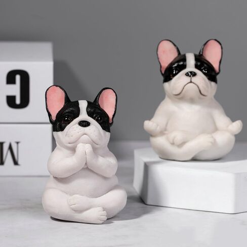 Rayberro 2 Pack Yoga Pug Sculptures Meditation Pug Figurines Fairy Garden Decor Meditating Pug Statues Zen Yoga Pug Crafts Collectible Desktop Ornaments Home Office Decoration Gift (Black) in Saudi Arabia