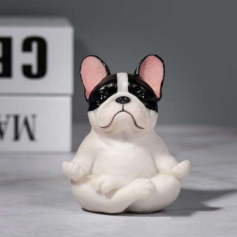 Rayberro 2 Pack Yoga Pug Sculptures Meditation Pug Figurines Fairy Garden Decor Meditating Pug Statues Zen Yoga Pug Crafts Collectible Desktop Ornaments Home Office Decoration Gift (Black) in Saudi Arabia