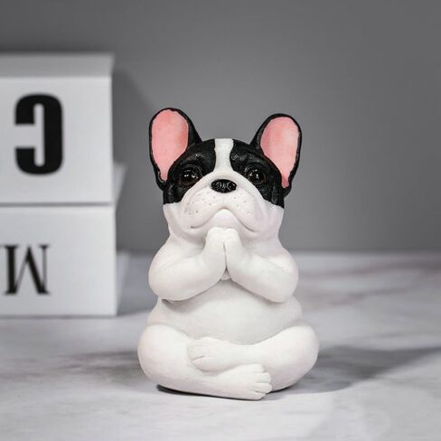 Rayberro 2 Pack Yoga Pug Sculptures Meditation Pug Figurines Fairy Garden Decor Meditating Pug Statues Zen Yoga Pug Crafts Collectible Desktop Ornaments Home Office Decoration Gift (Black) in Saudi Arabia