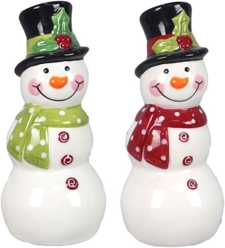 The Bridge Collection 4.5" Winter Snowman Salt and Pepper Shaker Set - 2 Piece Set - Snowmen Christmas Holiday Kitchen Items - Fun Salt and Pepper Shakers for Wintery Home Decor in Saudi Arabia