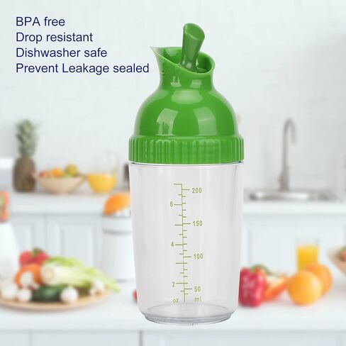 200ml Salad Dressing Shaker Container Condiment Bottles Salad Dressing Bottles Leakage Proof Salad Dressing Jar with Lid for Kitchen (Green) in Saudi Arabia
