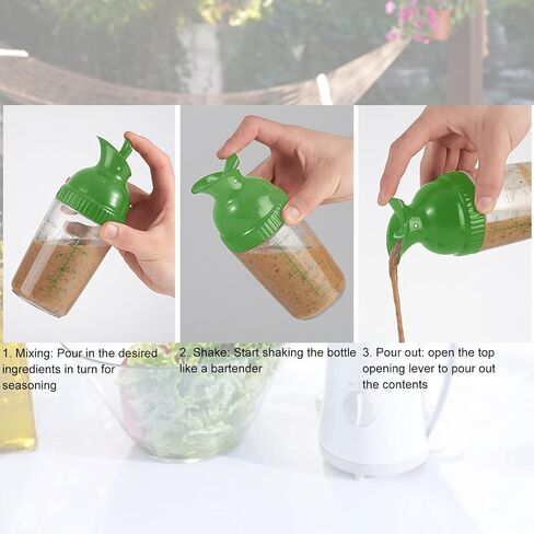 200ml Salad Dressing Shaker Container Condiment Bottles Salad Dressing Bottles Leakage Proof Salad Dressing Jar with Lid for Kitchen (Green) in Saudi Arabia