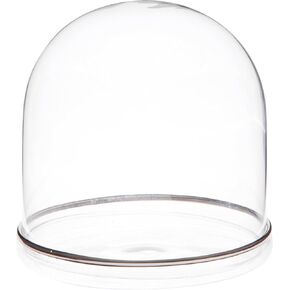 Plymor 4" x 4" Glass Display Dome Cloche (Silver Rim Glass Tray Base)