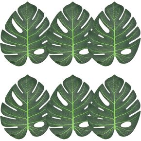 36Pcs Large Artificial Palm Leaves Faux Tropical Jungle Monstera Leaves for Hawaiian Luau Beach Theme Party Supplies Birthday Wedding Home Table Wall Decorations