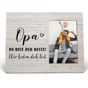 Opa Du Bist Der Beste Picture Photos Frames, Deutsch Grandpa Picture Frames, Best Grandpa Gift for Father Day from Grandkids, Deutsch Grandfather Grandpa Wood Photo Picture Frame for 4x6 Photos
