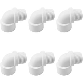 6PCS White 90 degree Street Elbow Coupling 3/4'' PVC Male Thread to Female Thread Female to male Elbow Adapter for PVC PIPE Pressure Fittings