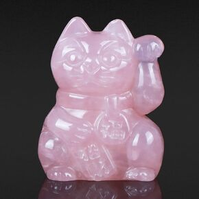SMQ Tiger Eye Crystal Lucky Cat Statue Figurine Maneki Neko,Hand Carved Gemstone Feng Shui Fortune Money Cat Animal Carvings for Greater Fame and Successful Career