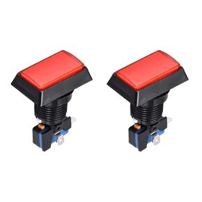 Game Push Buttons Square Push Switches LED Lights with Micro Switches [for Arcade Game] 33x49mm Red 2