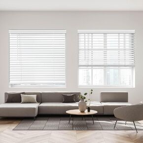 DEZ FURNISHINGS Cordless 2" Faux Wood Blind, 32" W x 64" H, White
