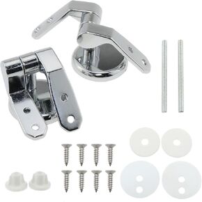 DGZZI 1 Set Toilet Seat Hinges Zinc Alloy Replacement Parts Adjustable Toilet Chrome Hinges with Fittings Zinc Alloy Resin Solid Wood Toilet Lid Hinges for Bathrooms Hotels and Public Places