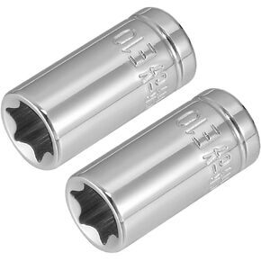 uxcell 2Pcs 1/4-inch Drive E10 External Torx Shallow Socket, Cr-V Steel