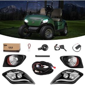 10L0L Deluxe Golf Cart Light Kit with Turn Signal Brake and Hazard Light, Upgraded Running Light Kit Compatible with Yamaha Drive 2, Running Low & High Beam Light.(12V-72V)