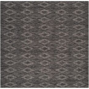 SAFAVIEH Courtyard Collection Area Rug - 4' Square, Black & Black, Non-Shedding & Easy Care, Indoor/Outdoor & Washable-Ideal for Patio, Backyard, Mudroom (CY8522-36622)