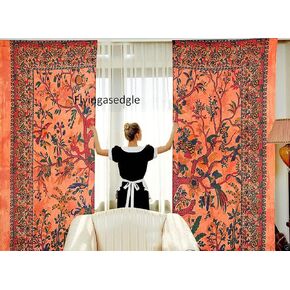 Tree of Life Indian Mandala Window Door Curtains Decor Wall Hanging Room Window Curtains Wall Panels Psychedelic Wall Drapes Window Treatments Set (Purple, Twin, 82 x 52 in)