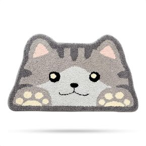 Cute Cat Bath Mat, Plush Microfiber Bathroom Rug Water Absorbent Bath Rug Non-Slip Soft Shower Rug Thick Shaggy Animal Floor Mats, Machine Washable, Cat, 18" x 30"