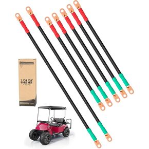 10L0L Golf Cart Battery Cables Fits for EZGO TXT 1994-UP 36 & 48 Volt Golf Cart with 4 Gauge 7 PCS AC/DC Wire Welding Battery Pure Copper Flexible Golf Cart Battery Cable Set