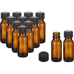 PATIKIL 1oz(30ml) Glass Sample Bottles, 12Pcs Round Bottle Dispensing Bottles with Black Poly Cone Cap for Reagent Liquids, Essential Oils, Perfume, Blue