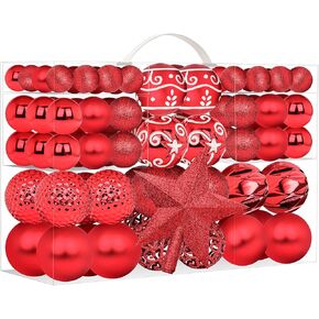 Ultra-Luxury 101 Piece Christmas Balls Ornaments Set with Xmas Tree Topper, Roomtip Shatterproof Christmas Baubles - Designed in Italia - Mini Holiday Balls for Christmas Decorations