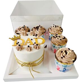 10 Pcs Cake and Cupcake Combo Bento Boxes with Clear Lid and 8 Cupcake Holes Plus 15 Free Baking Recipes, Cake And Cupcake Boxes, Pastry Sweets Bento Box, Cake Cupcake Combo Box (8 Cupcakes with Cake) in Saudi Arabia
