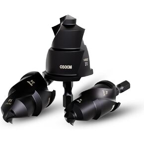 CSOOM 3PCS PPR Lifting Step Drill Set - For Water, Drainage, Ventilation Pipes - Pipe Opening and Reaming Tools