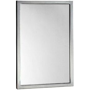Bobrick 290 Series 304 Stainless Steel Welded Frame Glass Mirror, Satin Finish, 18" Width x 30" Height