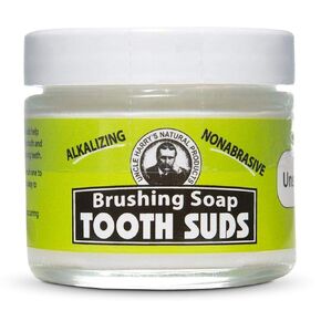 Uncle Harry's Non-Abrasive Unscented Brushing Soap Tooth Suds | Natural Remineralizing Toothpaste Freshens Breath & Promotes Enamel | Vegan Fluoride Free Toothpaste (2 oz)