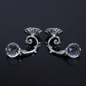 2X Metal Crystal, Glass Curtain Curtain tie Back Tieback Hooks Hanger Red Bronze Holdback Wall Window Drapery (Silver)