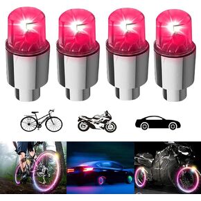 4/8 Tire Valve Cap Car Light LED Bike Wheel Light Waterproof Tyre Spoke Flash Light Cool Reflector Accessories for Truck Bicycle Motorcycle with 10 Extra Batteries