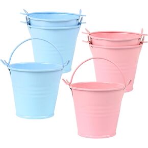 MIDELONG Mini Metal Buckets with Handles, 2 Inch Small Colored Galvanized Tin Pails Craft Bucket for Wedding Succulent Birthday Party Supplies, Pack of 6