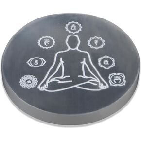 Selenite Crystal Charging Plate - 3' Metatron Platonic Solid Design - Healing Stones Coaster for Home and Office Table Decor - Round Disc
