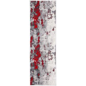 SAFAVIEH Adirondack Collection Runner Rug - 2'6" x 8', Red & Grey, Modern Abstract Design, Non-Shedding & Easy Care, Ideal for High Traffic Areas in Living Room, Bedroom (ADR134Q)