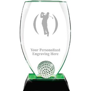 Golf Trophy, 9 1/2" Custom Crystal Male Golf Trophy Award, with Engraving Prime
