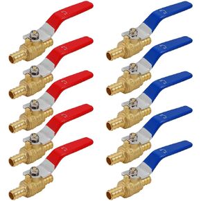 (10 Pack) Lidertik 1/2 Pex Ball Valve Shut Off Valve with 1/4 Turn Handle Brass