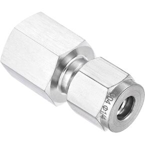uxcell Compression Tube Fitting 1/4NPT Female Thread x 1/4" Tube OD Straight Coupling Adapter 304 Stainless Steel