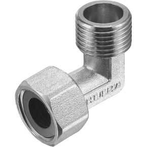 uxcell Pipe Fitting Elbow G1/2 Male to Female Thread 2 Way L Shape Hose Connector Adapter, Nickel-Plated Copper