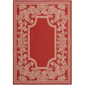 سجادة SAFAVIEH Courtyard Collection Runner - 2'3" x 6'7"، أحمر وطبيعي، لا يتساقط ويسهل العناية به، داخلي/خارجي وقابل للغسل - مثالي للفناء والفناء الخلفي وغرفة الطين (CY3305-3707)